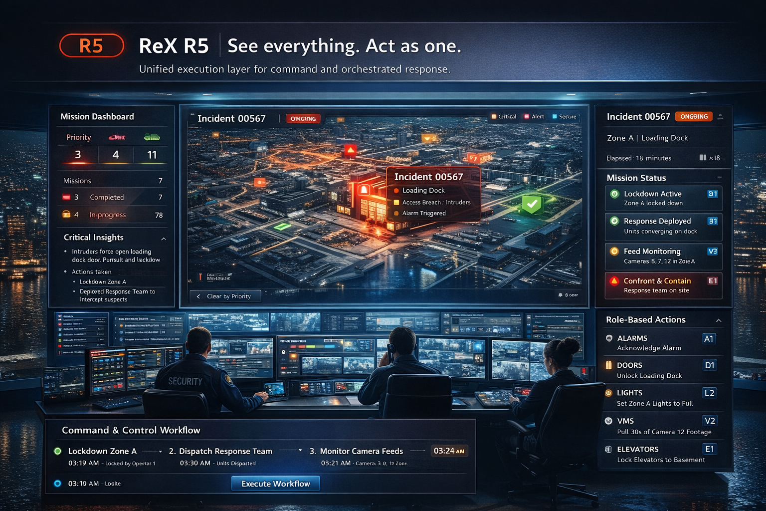 Command center dashboard / workflow execution view